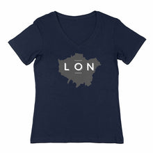 Load image into Gallery viewer, Eco - friendly 100% Premium Organic Cotton Women's V - neck Sustainable T-Shirt - London Map - Soil and Body