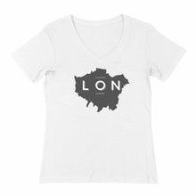 Load image into Gallery viewer, Eco - friendly 100% Premium Organic Cotton Women's V - neck Sustainable T-Shirt - London Map - Soil and Body