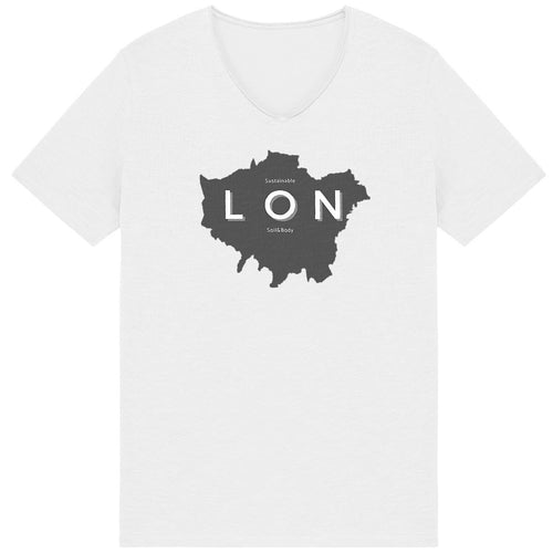 Eco - friendly 100% Organic Cotton Raw Edge Unisex T-Shirt - London Map - Soil and Body