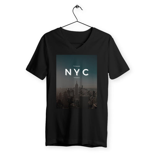 Eco - friendly 100% Premium Organic Cotton Mens V - neck Sustainable T-Shirt - NYC - Soil and Body