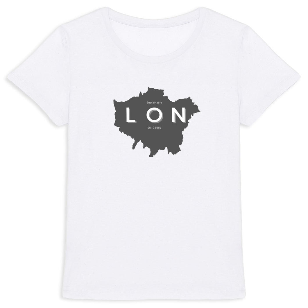 Eco - Friendly 100% Premium Organic Cotton Women’s Sustainable Slim T-Shirt 155 - London Map - Soil and Body