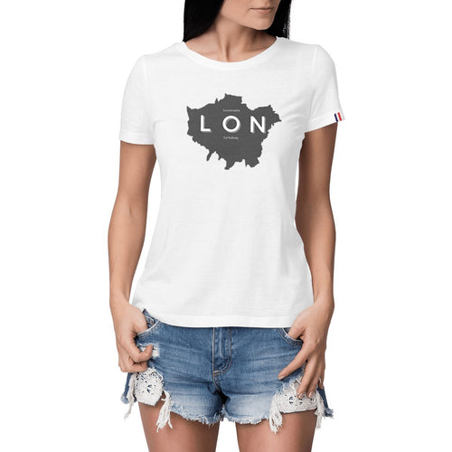 Eco - friendly 100% Organic Cotton French Made Women T-Shirt - London Map - Soil and Body