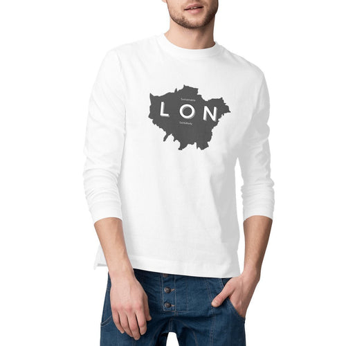 Eco - friendly 100% Organic Cotton Men`s Long Sleeve T-Shirt - London Map - Soil and Body