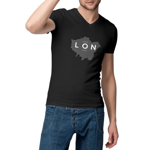 Eco - friendly 100% Premium Organic Cotton Mens V - neck Sustainable T-Shirt - London Map - Soil and Body