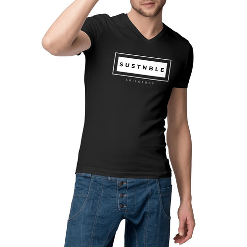 Eco - friendly 100% Premium Organic Cotton Mens V - neck Sustainable T-Shirt - SUSTNBLE - Soil and Body